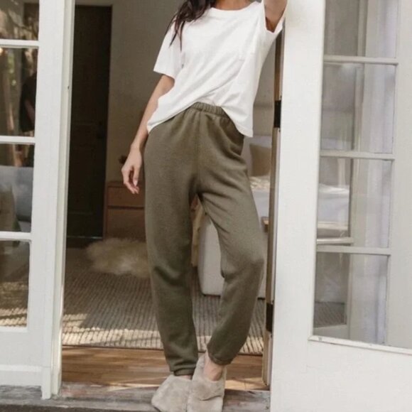 JENNI KAYNE Saturday Sweatpants Olive Moss Green - Picture 1 of 12